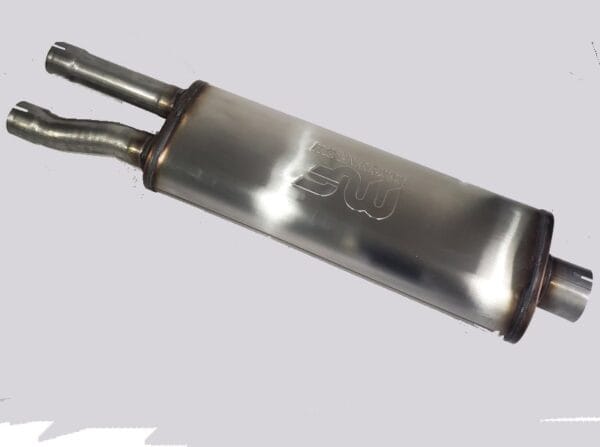 Aluminum performance muffler for optimal exhaust flow and sound reduction for cars and trucks.